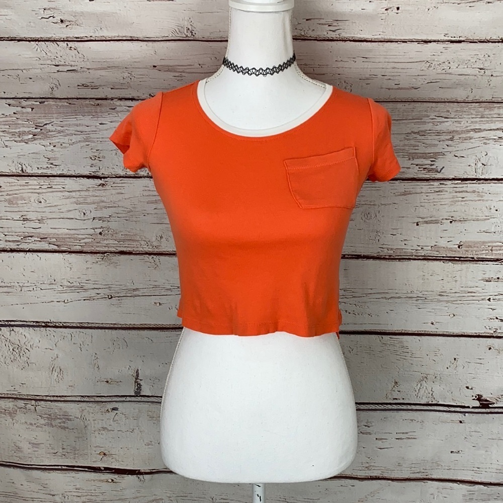 Copper Key Orange Cotton Crop Top Small